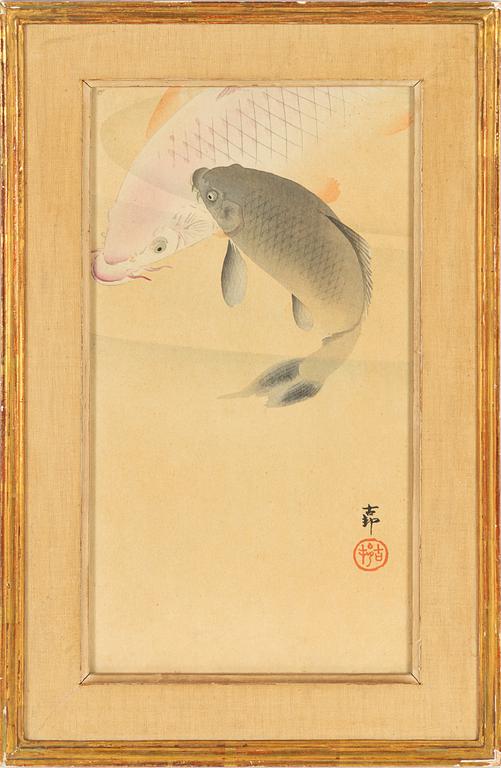 Ohara Koson, Japan, 'Två karpar'.