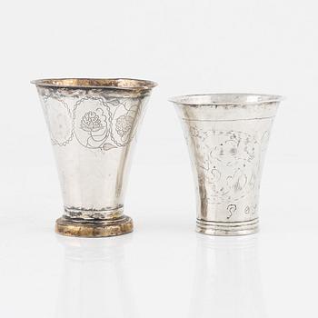 Two Swedish Silver Beakers, 18-19th century.