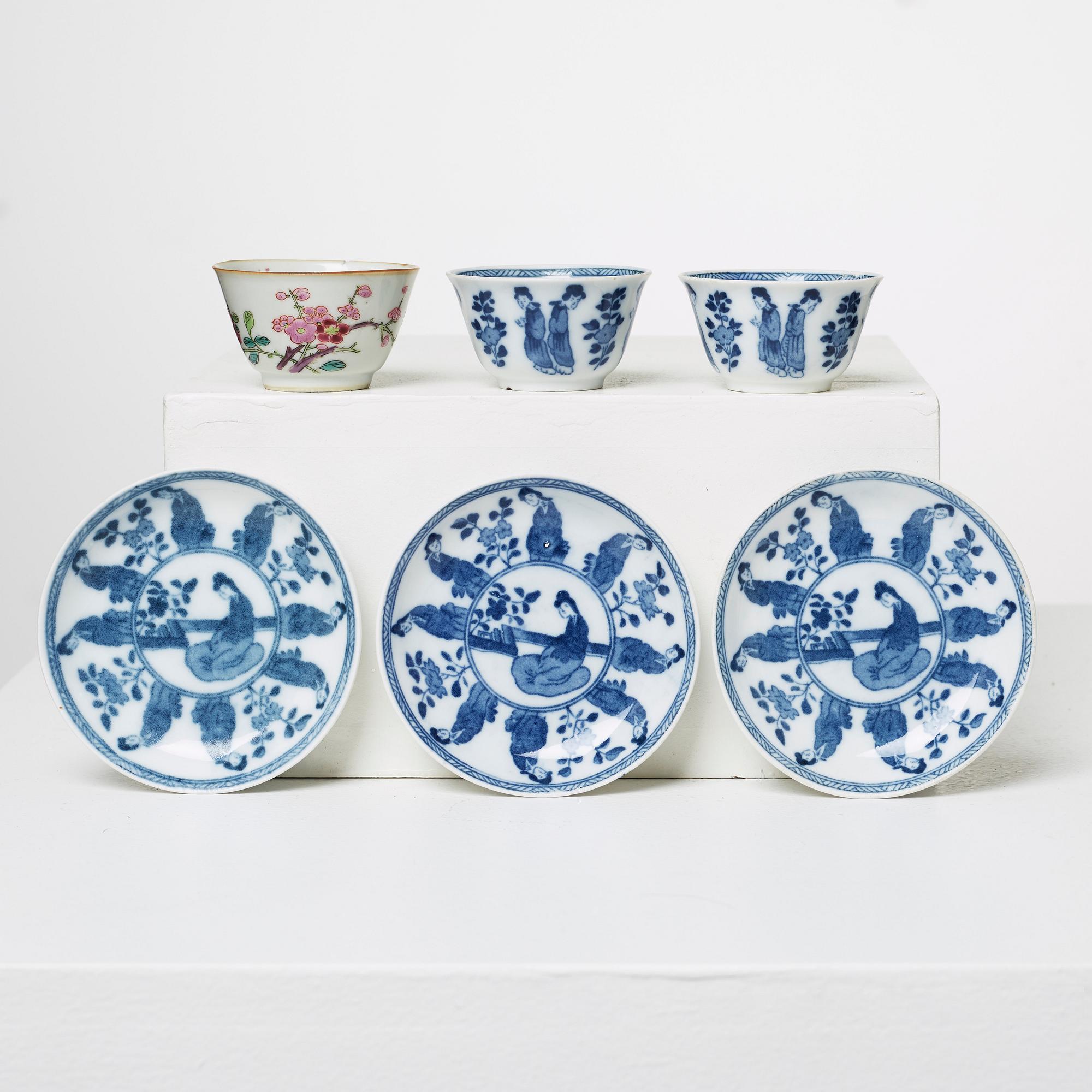 PARTI KINAPORSLIN, 13 delar, 1700-1900-tal.