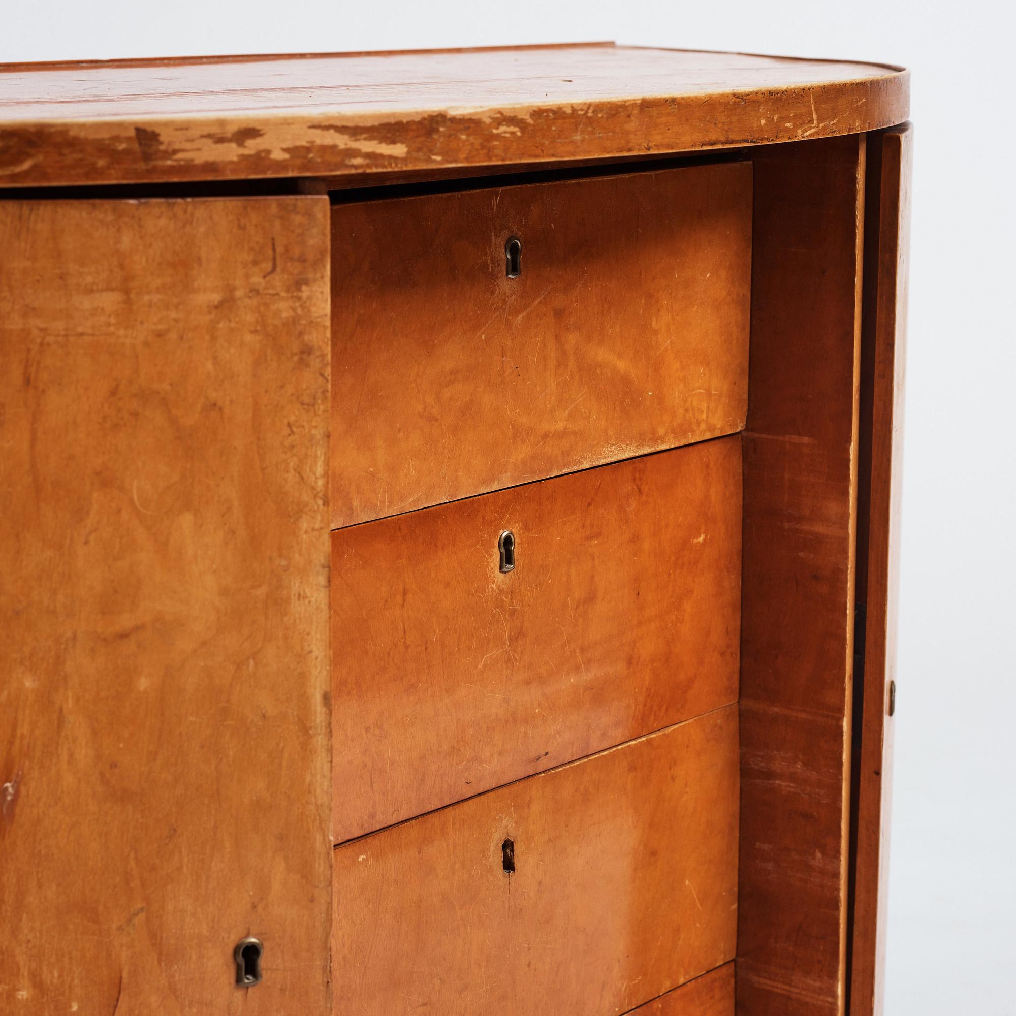 Gunnar Asplund, a Swedish Grace birch sideboard, 1910- 1920's.