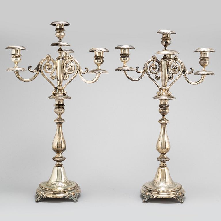 A pair of Swedish 19th century silver candelabra, mark of Gustaf Mollenborg Feron 1881.