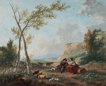 Dirk Jan van der Laan, Pastoral landscape with shepherd and shepherdess.