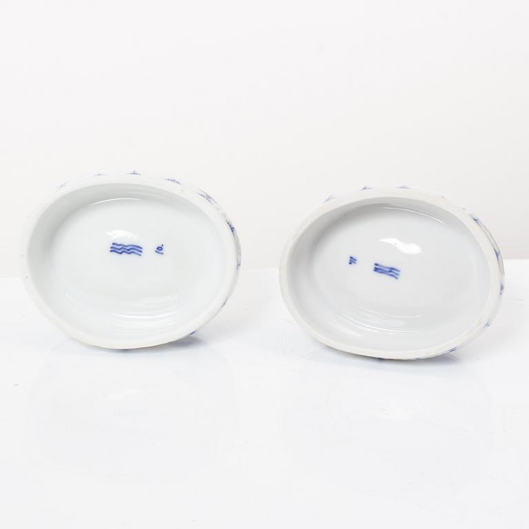 A Royal Copenhagen Denmark 'Blue Fluted' pair of salts, 19th century.