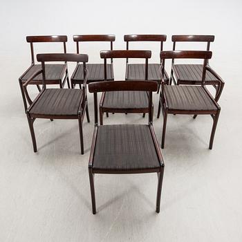 Ole Wanscher, chairs, 8 pcs, "Rungstedlund", Poul Jeppesen, Denmark, second half of the 20th century.
