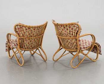 TWO PAIR OF RATTAN ARMCHAIR, MIDDLE OF 20TH CENTURY.