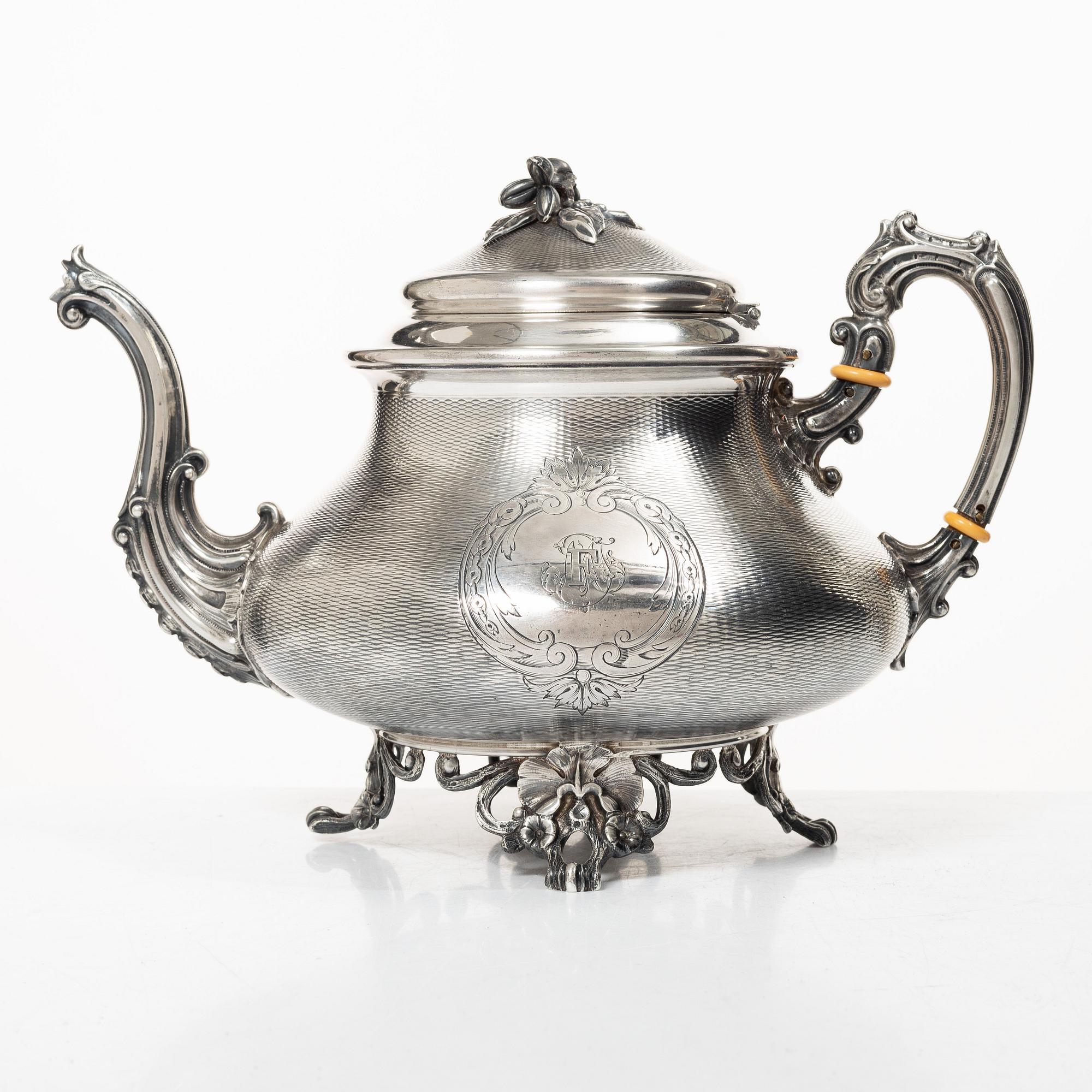 Alphonse Debain, teapot, silver, Paris, France 1911-1916.