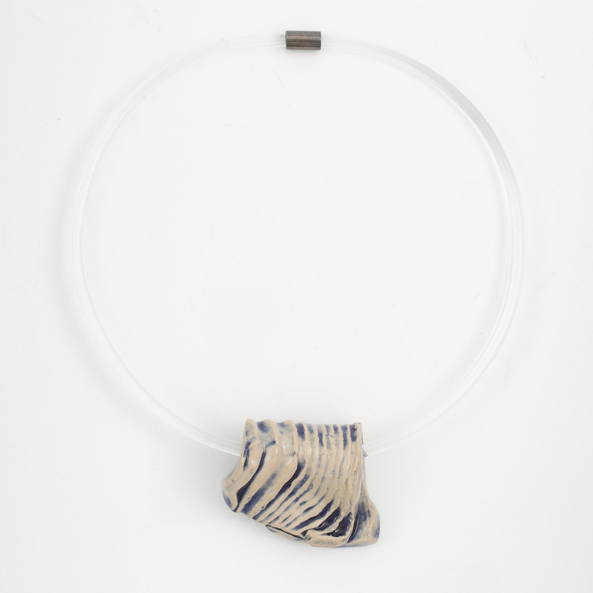 Siv Lagerström, necklace, two pieces, acrylic plastic and stoneware.