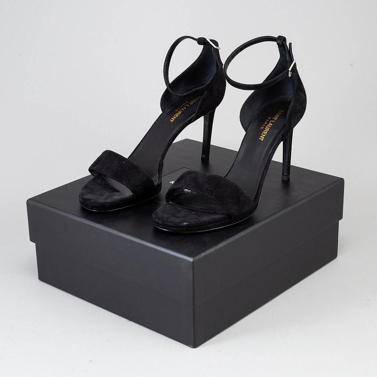 YVES SAINT LAURENT, a pair of suede heels, size 39 1/2.