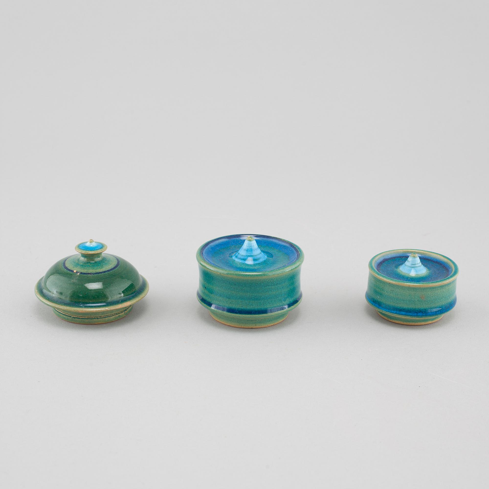 INGER PERSSON, seven pieces of stoneware, mostly Rörstrand, signed, one piece dated -65.