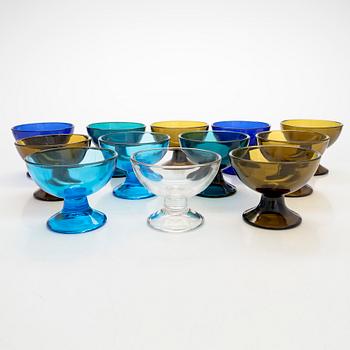 Saara Hopea, a set of 12 dessert bowls, model 5379, Nuutajärvi Notsjö. Design year 1956.