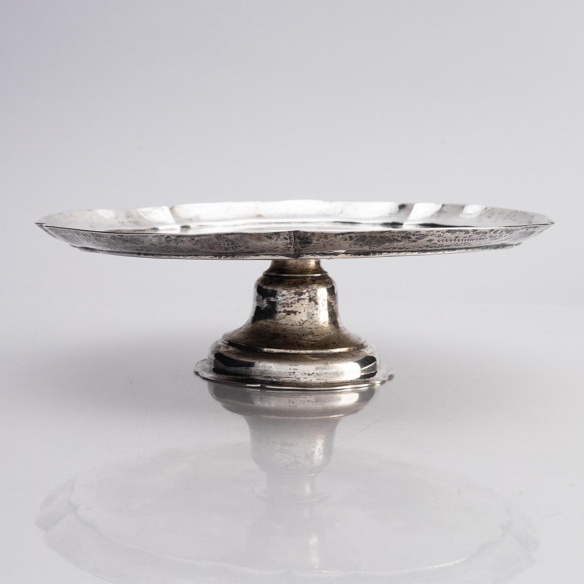An 18th century silver tazza, mark of Johann Martin I Satzger, Augsburg 1747-1749.