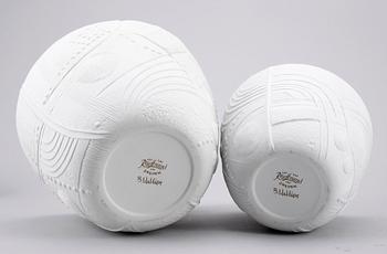 SKÅLAR, 2st, parian, keramik, Bertil Vallien, Rörstrand.