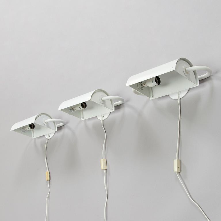 Ben af Schultén,  A set of three 1970s "BS 912" wall lights by Metallimestarit for Artek Finland.