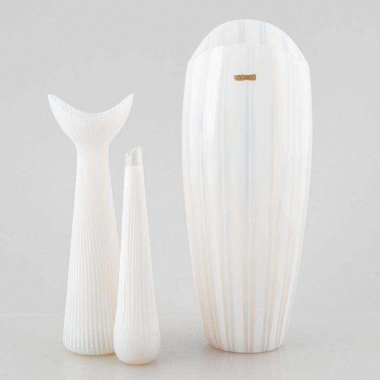 Uno Westerberg, three 'Spectra' glass vases, Pukeberg, Sweden, mid20th century.