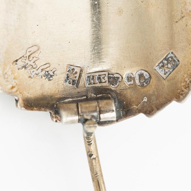 Stigbert, brooch in the form of a leaf, silver, Stockholm 1948.