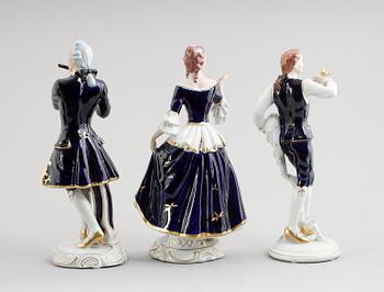 FIGURER, 3 st, porslin, Royal Dux, 1900-talets mitt.