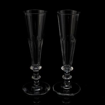 12 champagne glasses, early 20th century.