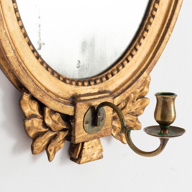 A pair of Gustavian style mirror sconces, 19th Century.