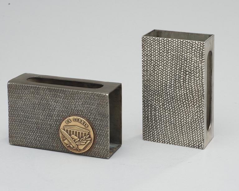 ESTRID ERICSON, tändsticksfodral, 2 st, Firma Svenskt Tenn, Stockholm 1951 och 1959.