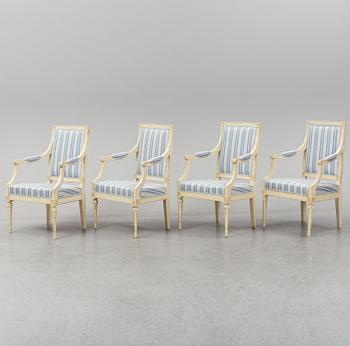 Four late 18th century Gustavian armchairs.