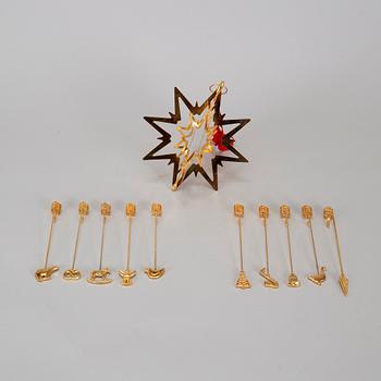 GEORG JENSEN, 12+1 brass christmas decorations, design Flemming Eskildsen.