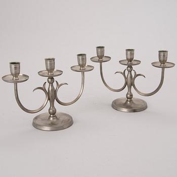 A pair of 1930s pewter candelabrum for Taito, Finland.