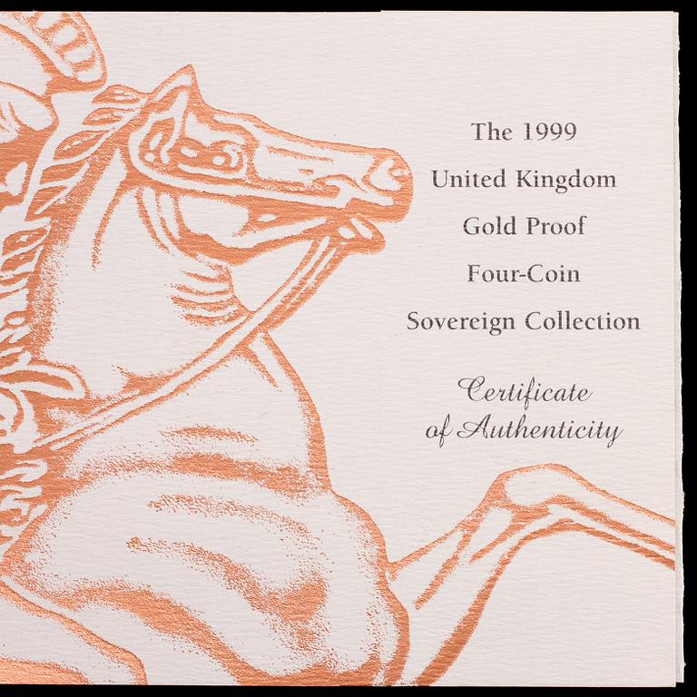 SAMLARMYNT, 4 st, 22k guld,  Royal Mint, England, 1999. Vikt 68 g.