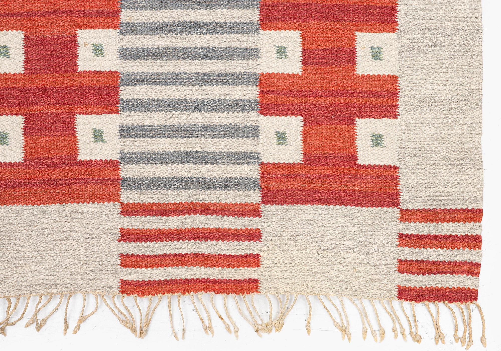 Kerstin Bergman Mauritzson, a flat weave carpet, c. 295 x 204 cm, signed KLH KB.