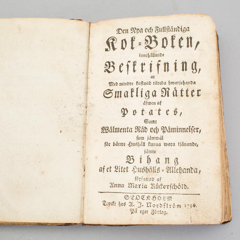 Two cook books from 1795 and 1796.