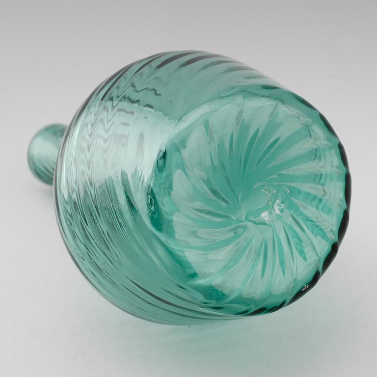 FLASKA/KARAFF, grönt glas, 1800-tal.