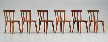 Axel Einar Hjorth, stolar, "Utö", sex stycken, Nordiska Kompaniet, 1930-tal.