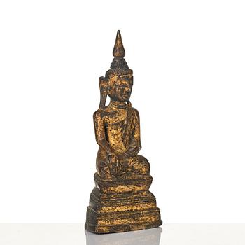 A gilt bronze figure of Buddha, Burma, Shan-state, 18th century.