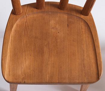 Axel Einar Hjorth, a set of six stained pine 'Utö' chairs, Nordiska Kompaniet, Sweden 1930s.