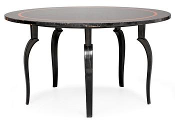 768. A Carl Hörvik black lacquered and burr wood table, Nordiska Kompaniet, circa 1928.