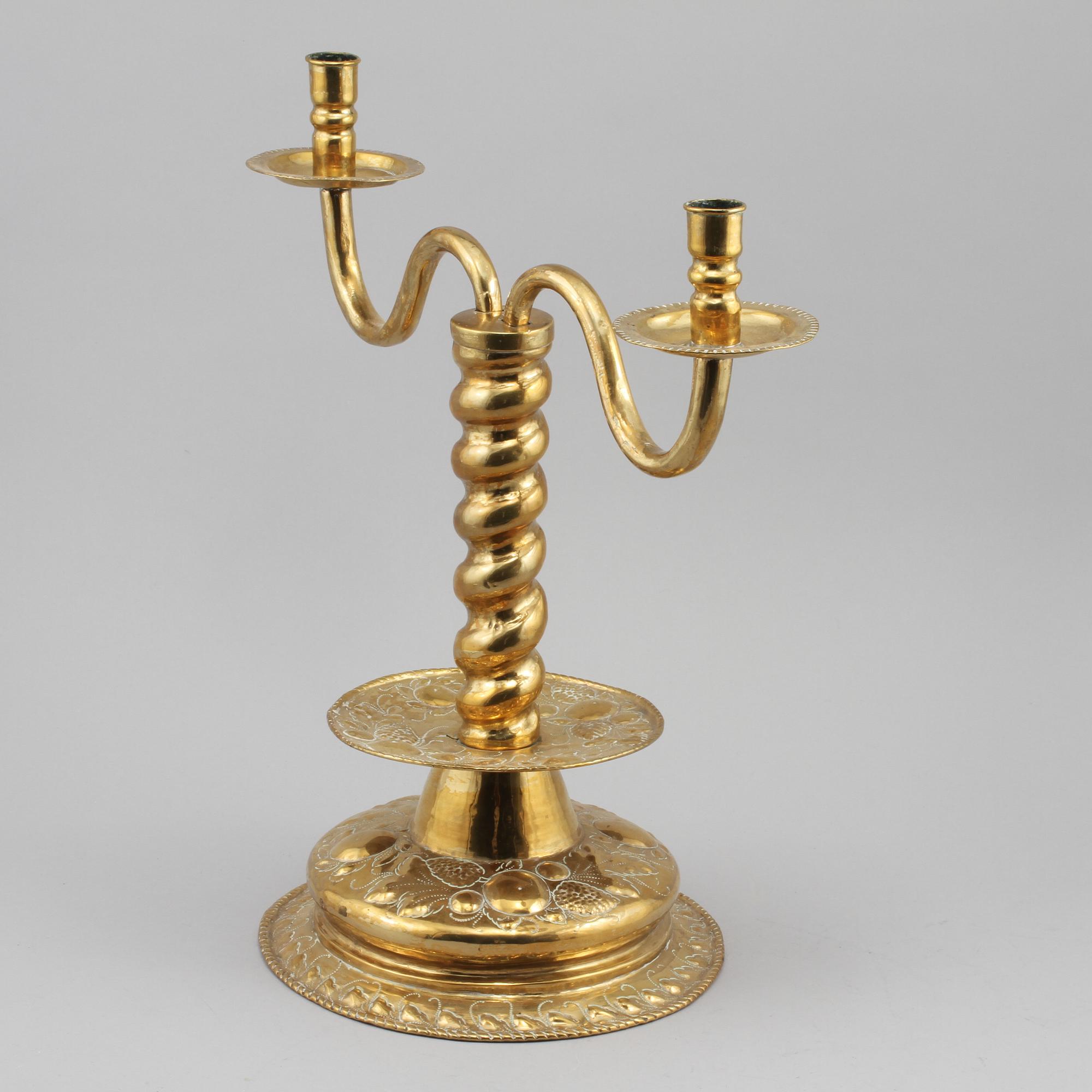 KANDELABER, mässing, barockstil, 1800-tal.