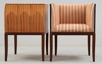 An Eliel Saarinen 8 pieces 'Cranbrook' set of furniture, probably by Adelta, Finland.