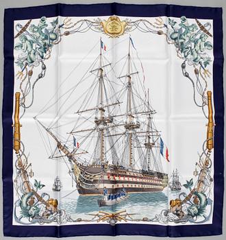441. A silk scarf "L'Ocean Vaisseu de 118 Canons 1790-1845" by Hermès.