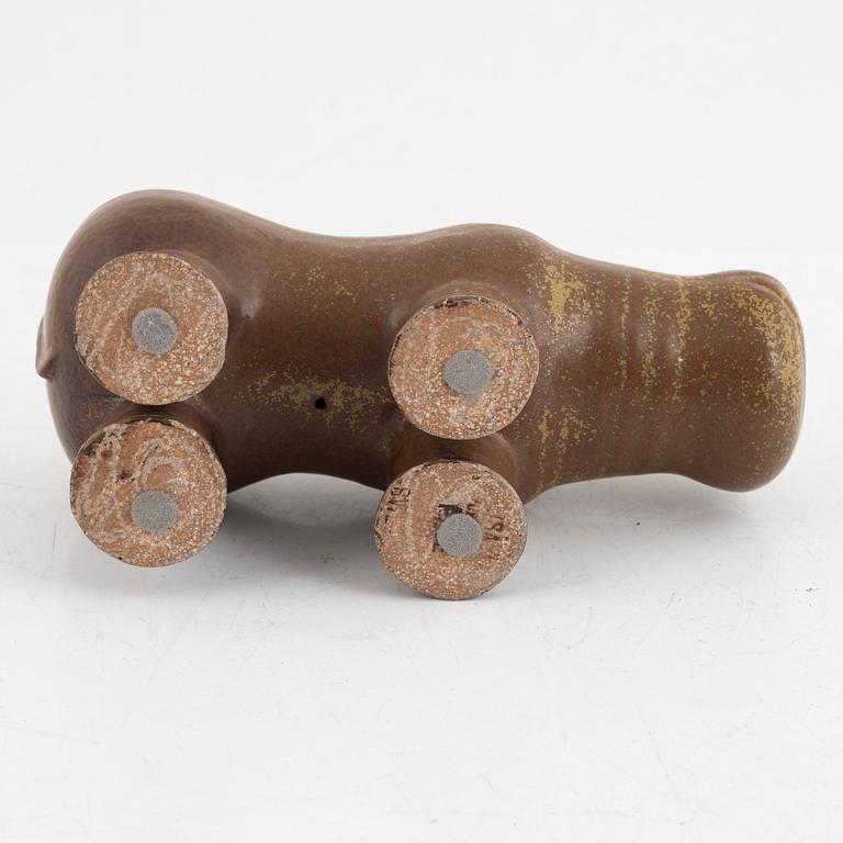 Lisa Larson, a 'Flodhäst med fåglar' (Hippo with Birds) figurine, Gustavsberg, 1966-70.