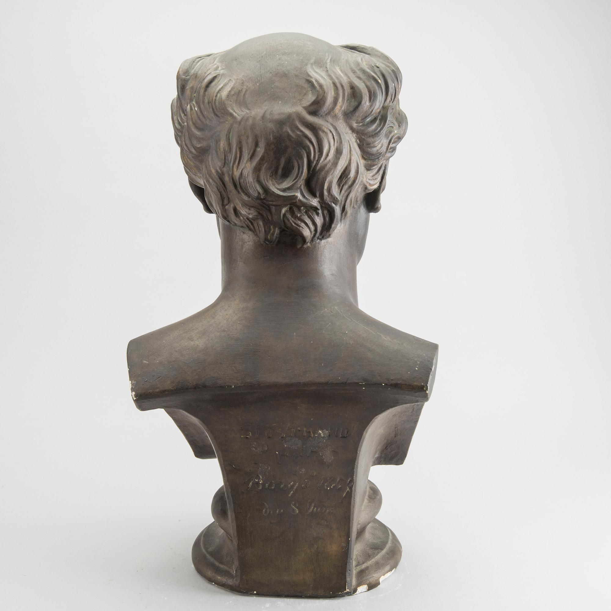 CARL ENEAS SJÖSTRAND, efter, gips, BYST, Runeberg, signerad Sjöstrand FECIT , Borgå 1857. 1800-talets andra hälft.