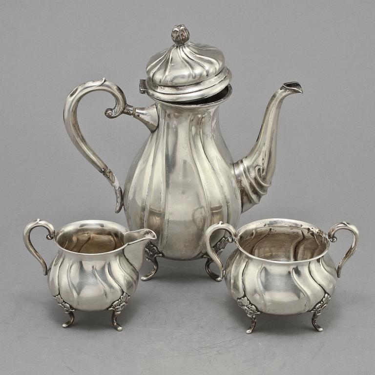 KAFFESERVIS, 3 delar, silver, Jens Sigsgaard, Danmark, 1935 och 1936. Vikt 1 150 g.