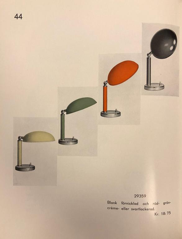 Erik Tidstrand, a pair of table lamps model "29359", Nordiska Kompaniet, 1930s.