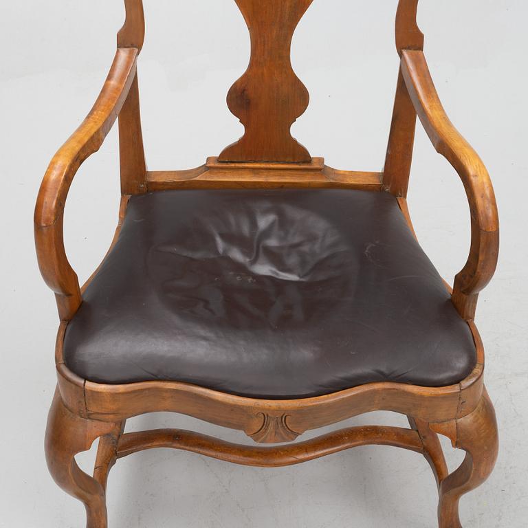 A pair of Swedish rococo armchairs, mid 18th century.