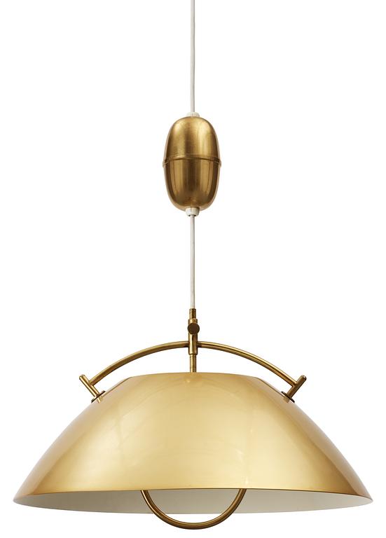 A Hans J Wegner brass hanging lamp by Louis Poulsen, Denmark.