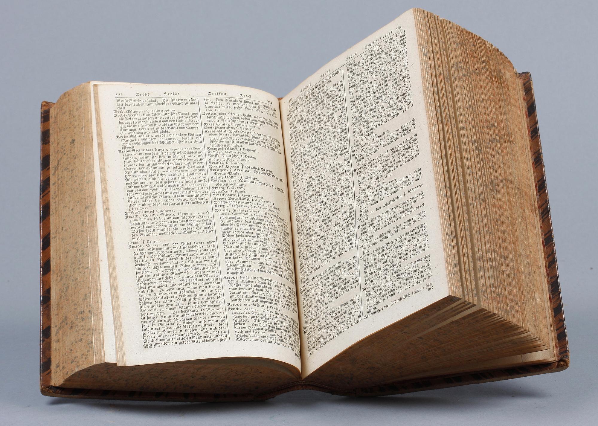 BOK, "Curieuses und Reales Natur- Kunst- Berg- Gewerk und Handlungs Lexicon..." av Johann Hübner, Leipzig 1746.