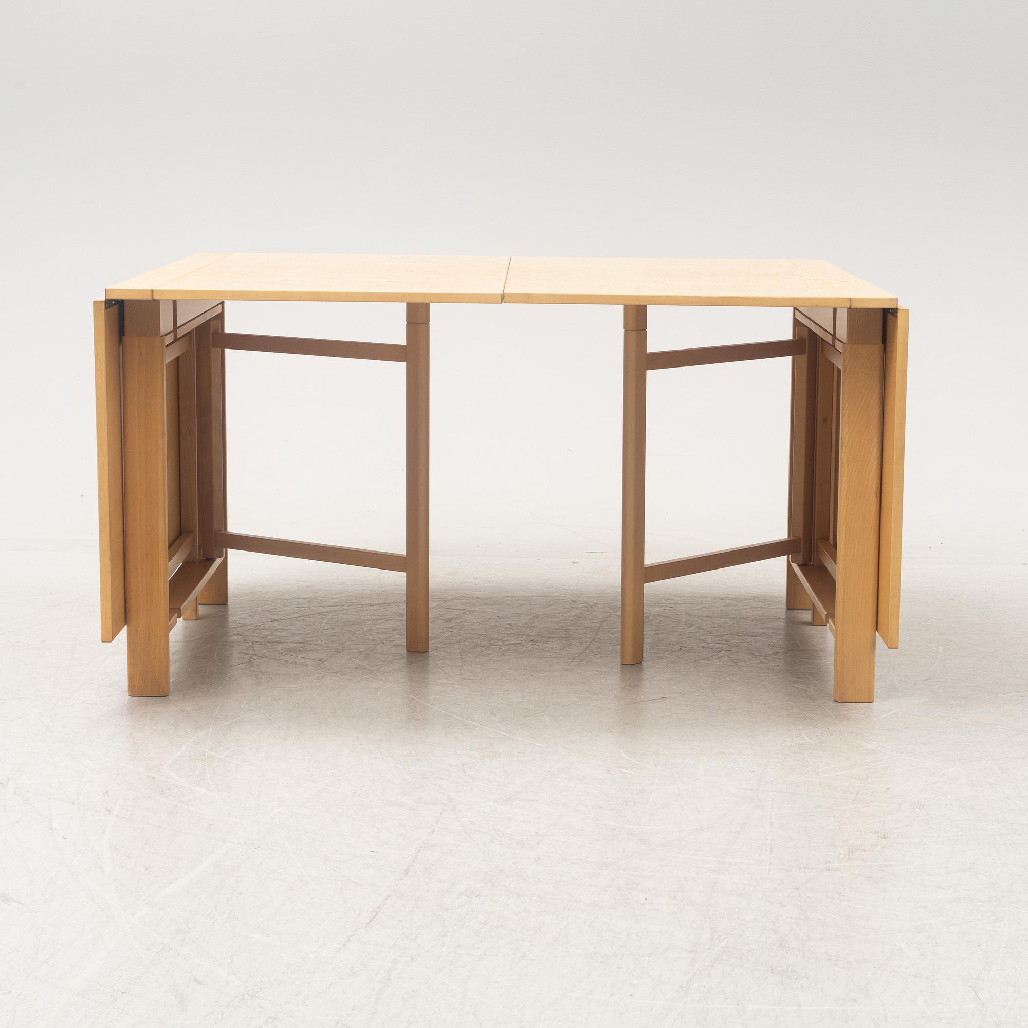 Bruno Mathsson, a 'Maria Flap' burr birch dining table, Dux.