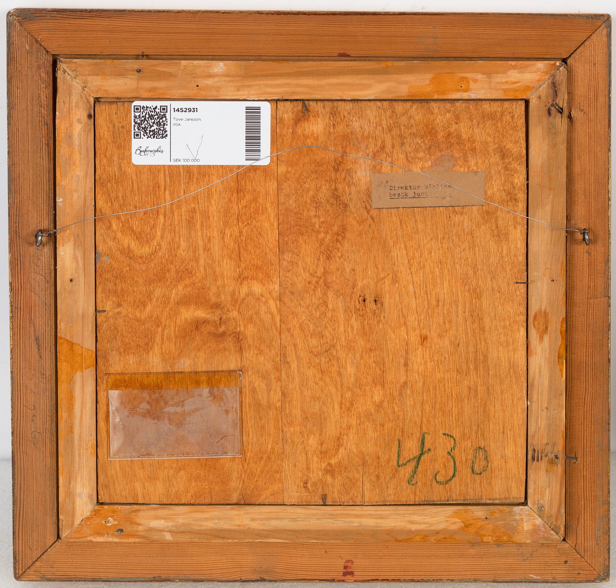 Tove Jansson, signerad Tove Jansson, olja på pannå.