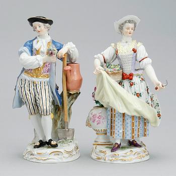 FIGURER, ett par, porslin, Meissen, 1800-tal.