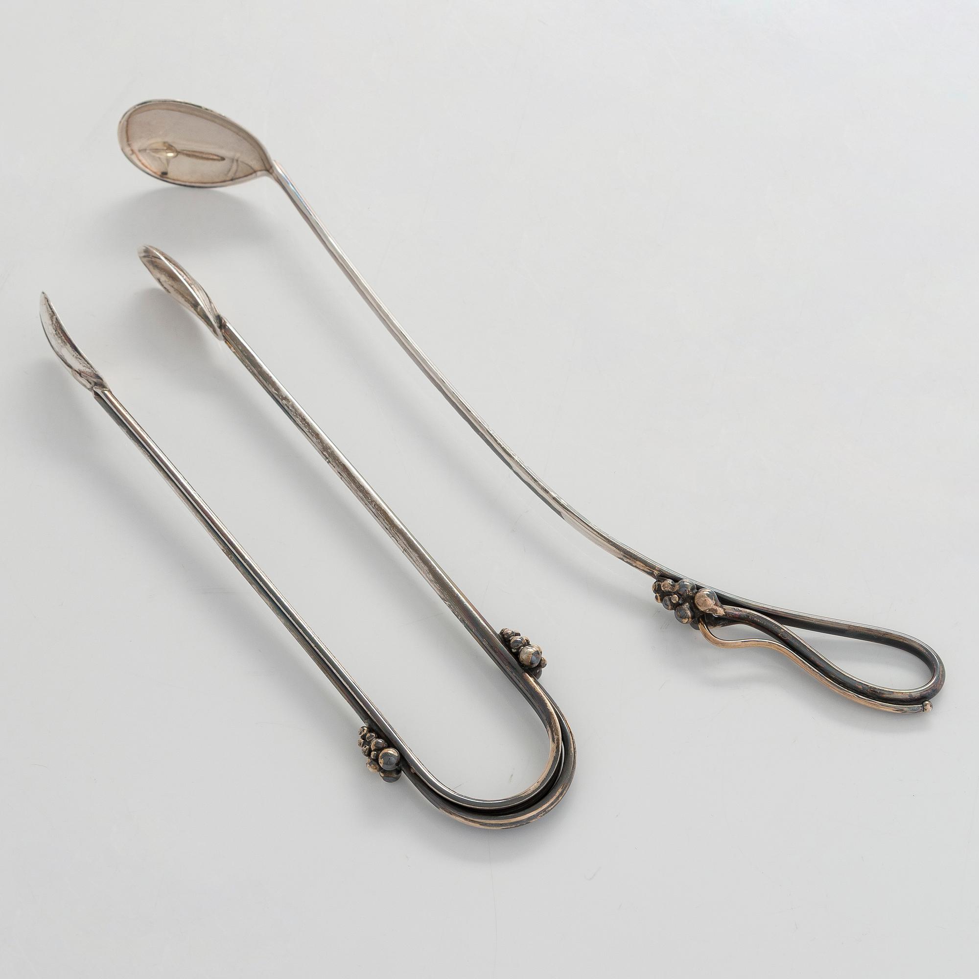 Aage Weimar, cocktail- och serverings set, 7 delar, sterlingsilver och glas, Danmark 1900-talets mitt.