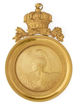 593. A Swedish Empire 19th century gilt bronze plaque.