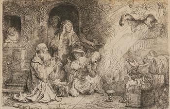 844. Rembrandt Harmensz van Rijn, "The Angel departing from the Family of Tobias".